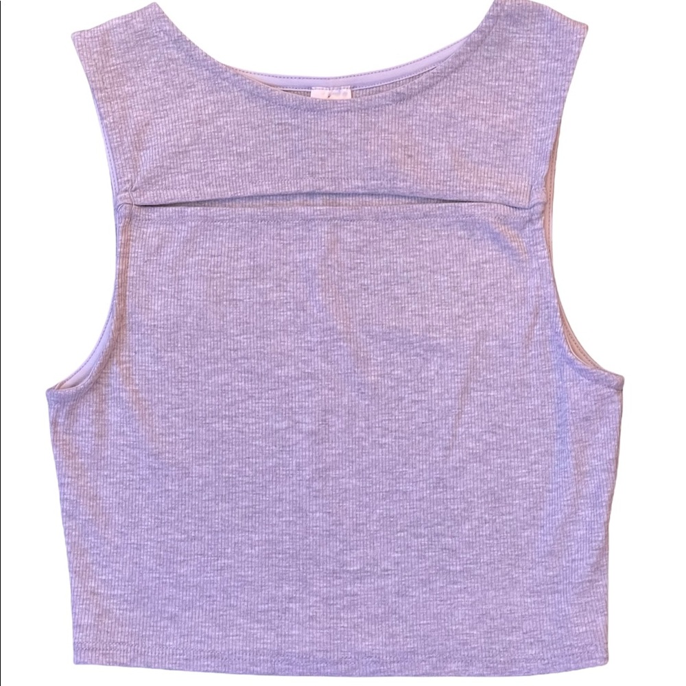Grey Chest Slit Crop Top